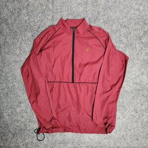 Ariat Windbreaker Jacket Men M‎ Red Half Zip Pullover Outdoor Hiking Long Sleeve